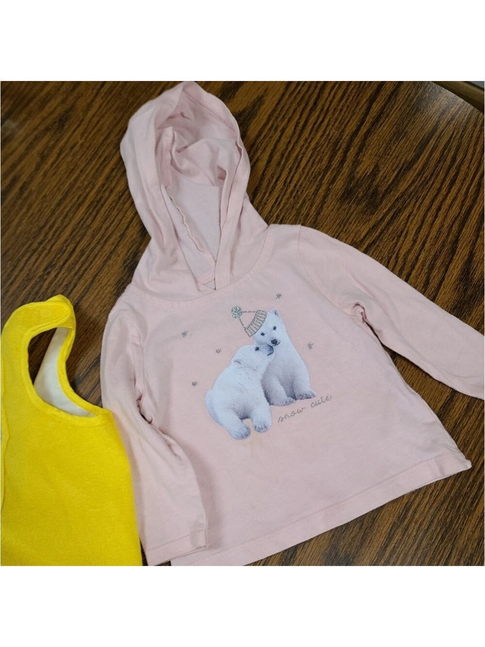 Carter's 9mos Long Sleeve Hooded Top & Reversible Bib Set